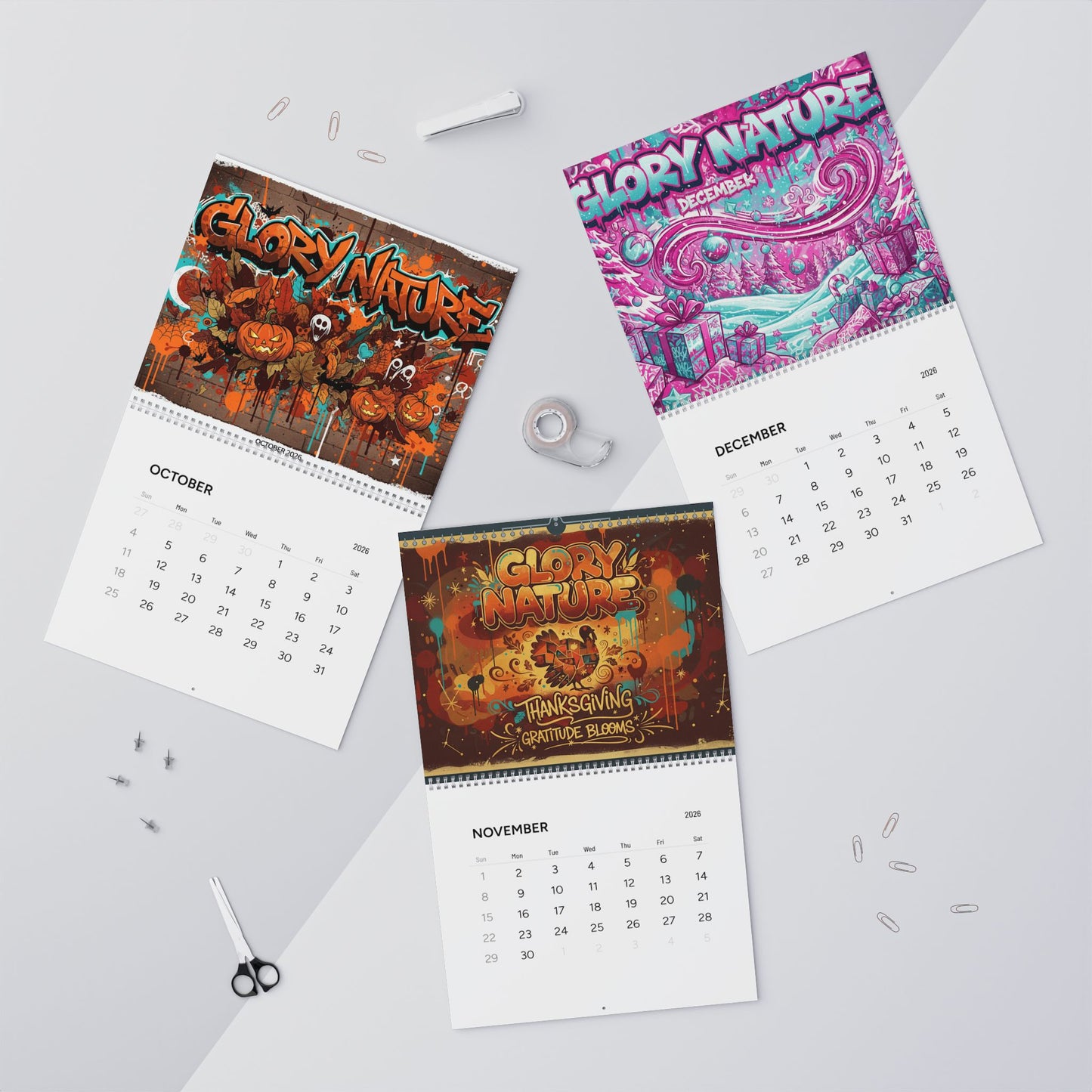 Glory Nature 2026 Wall Calendar — Graffiti Art Monthly Calendar