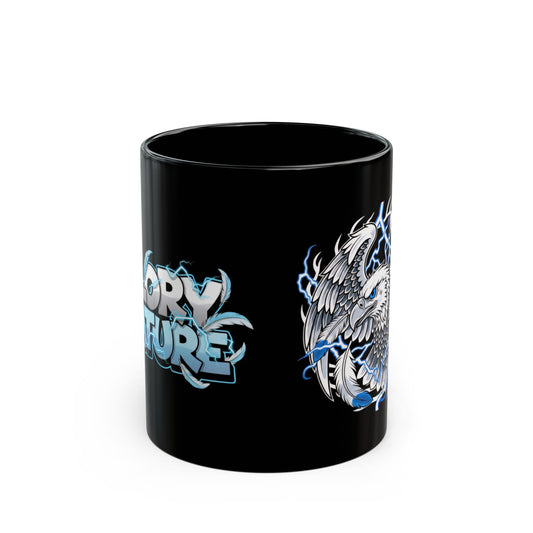 Eagle Crest Black Mug – 'Glory & Future' Graphic Coffee Cup (11oz/15oz)
