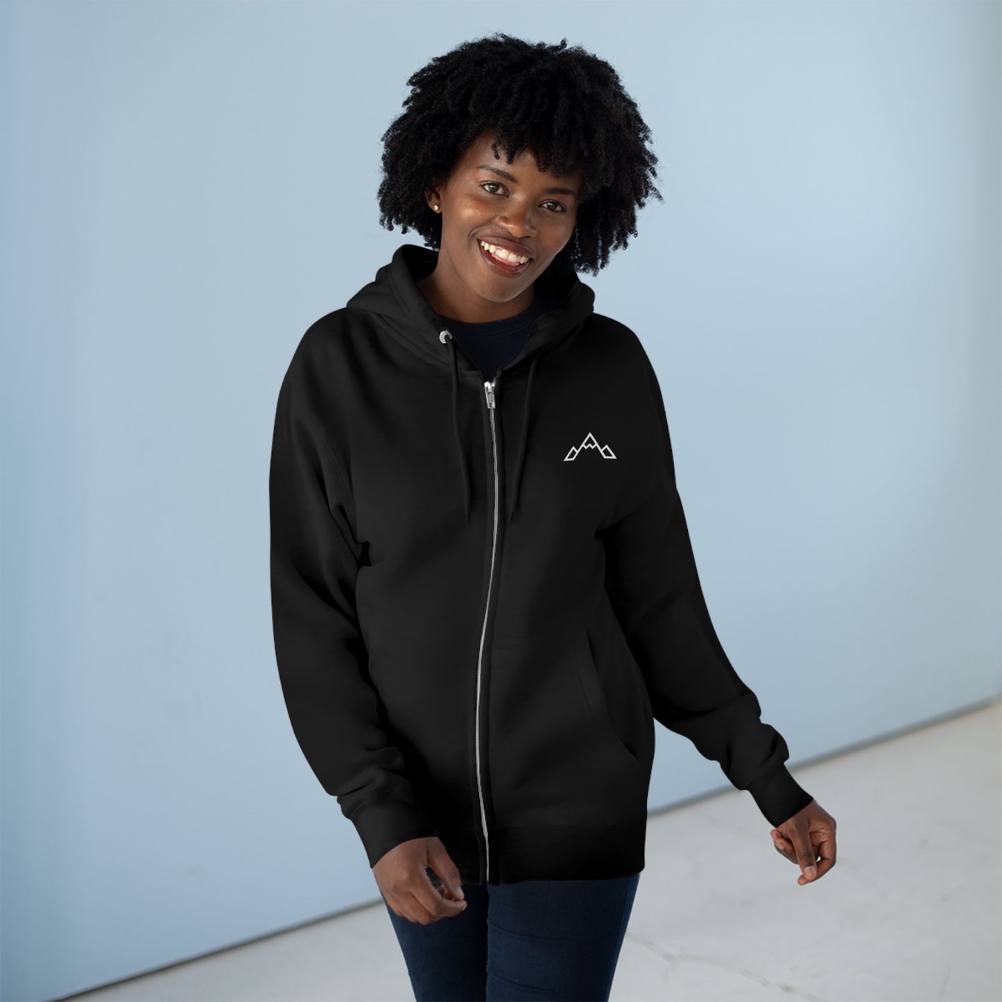 Zip Hoodie — Minimal Mountain Logo Lightweight Zip-Up Hoodie