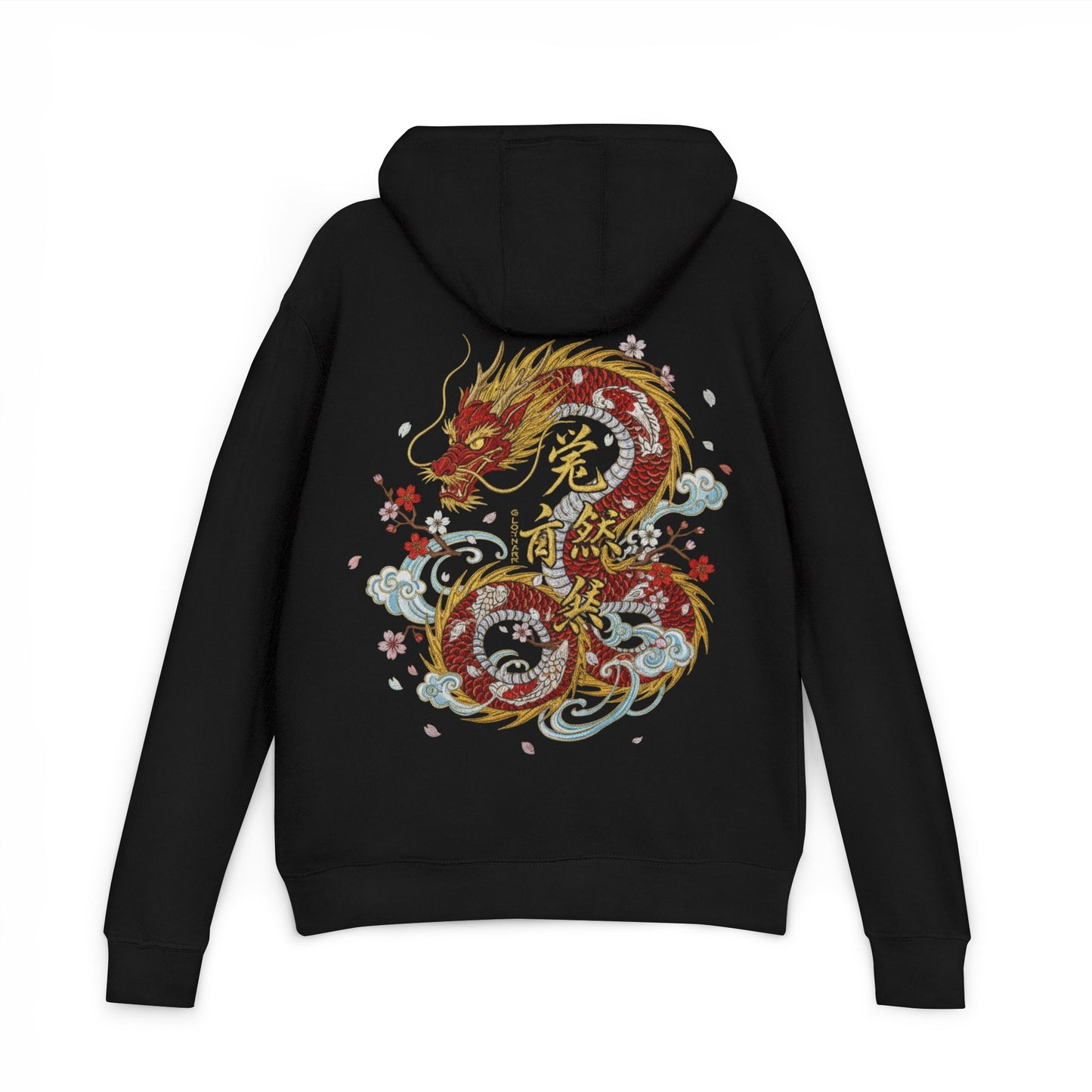 Dragon Yin Yang Hoodie — Japanese Style Floral Dragon Graphic Sweatshirt
