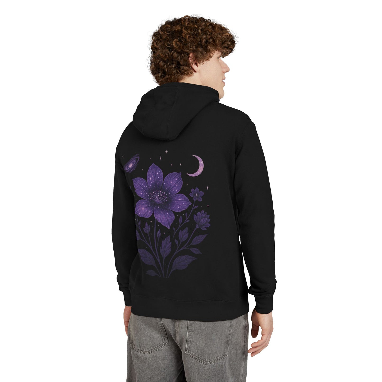 Nature Glory Hoodie — Purple Floral Moon Graphic Hoodie