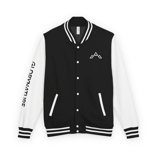 Letterman Jacket – Black & White Mountain Logo Varsity Jacket with 'GLORYNATURE' Sleeve