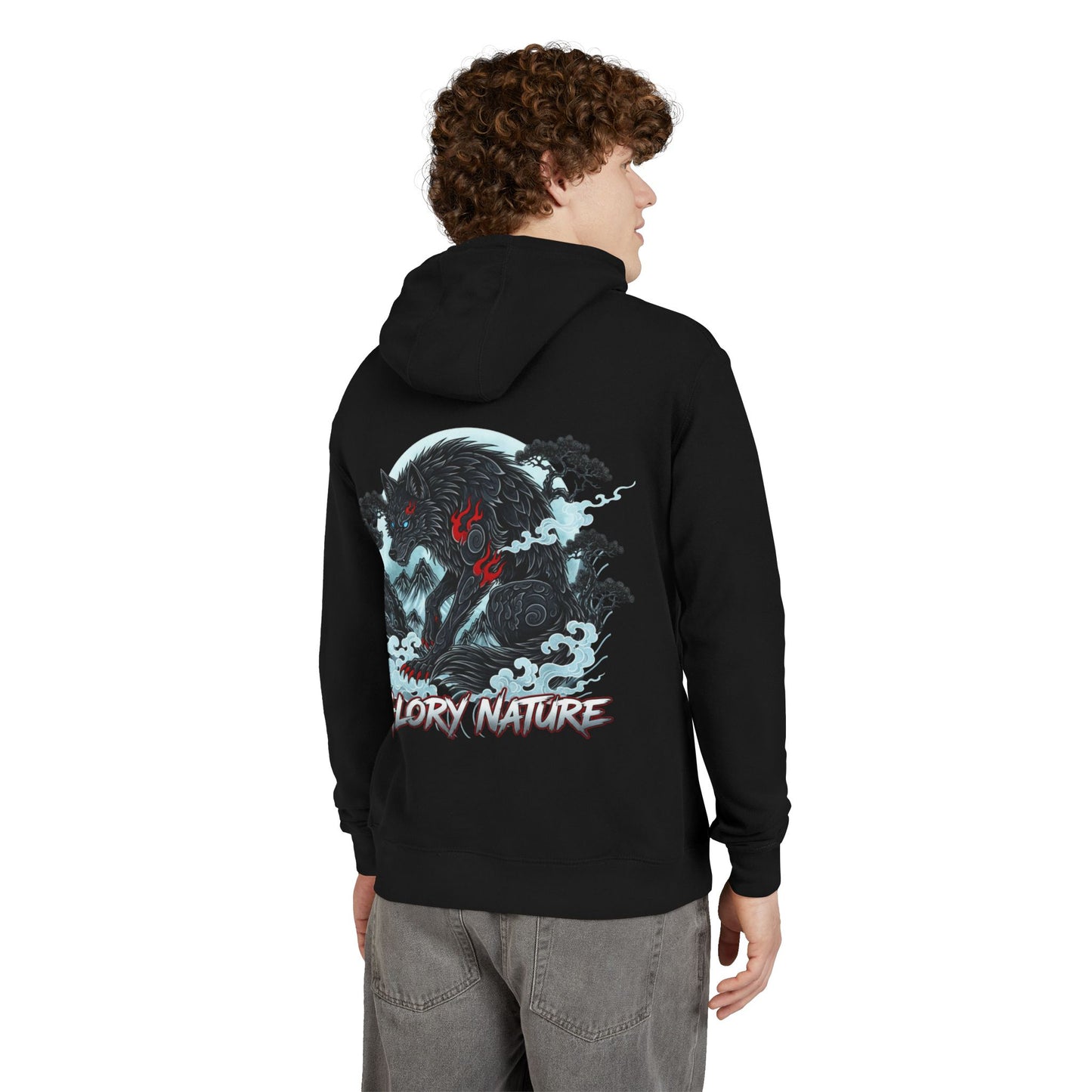 Hoodie — 'Glory Nature' Moon Wolf Graphic Pullover