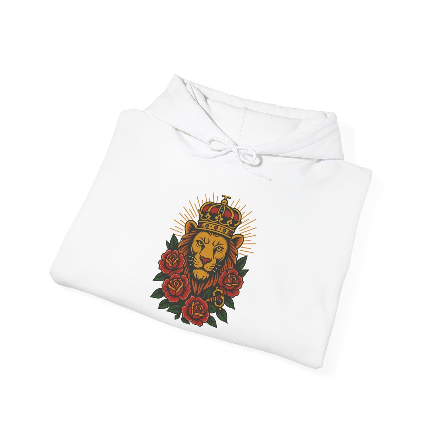 Lion & Roses Hoodie — "Glory Nature" Retro Graphic Sweatshirt