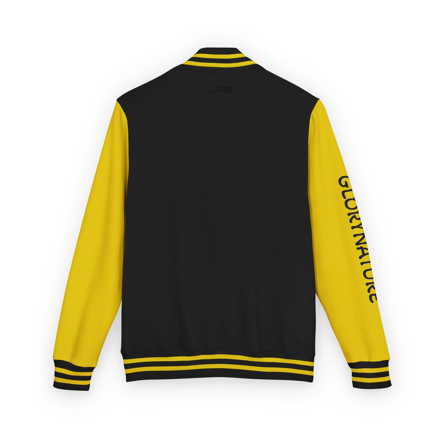 Letterman Jacket – Black & White Mountain Logo Varsity Jacket with 'GLORYNATURE' Sleeve