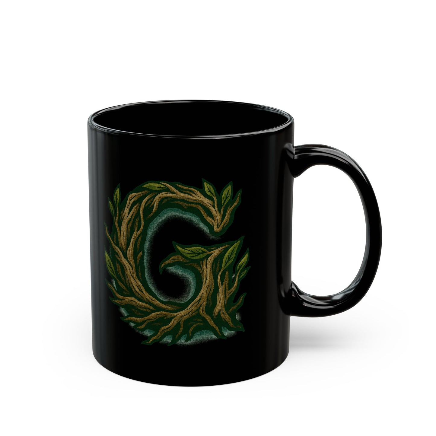 Green Vine Monogram Mug — Letter G Botanical Coffee Cup (11oz, 15oz)