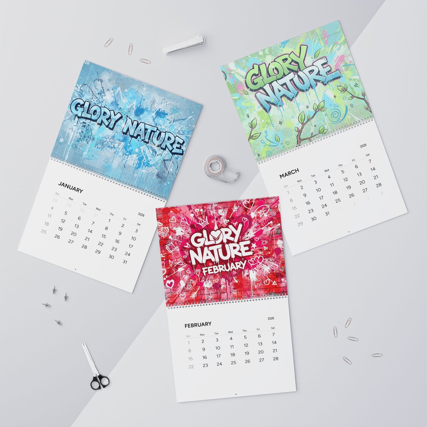 Glory Nature 2026 Wall Calendar — Graffiti Art Monthly Calendar