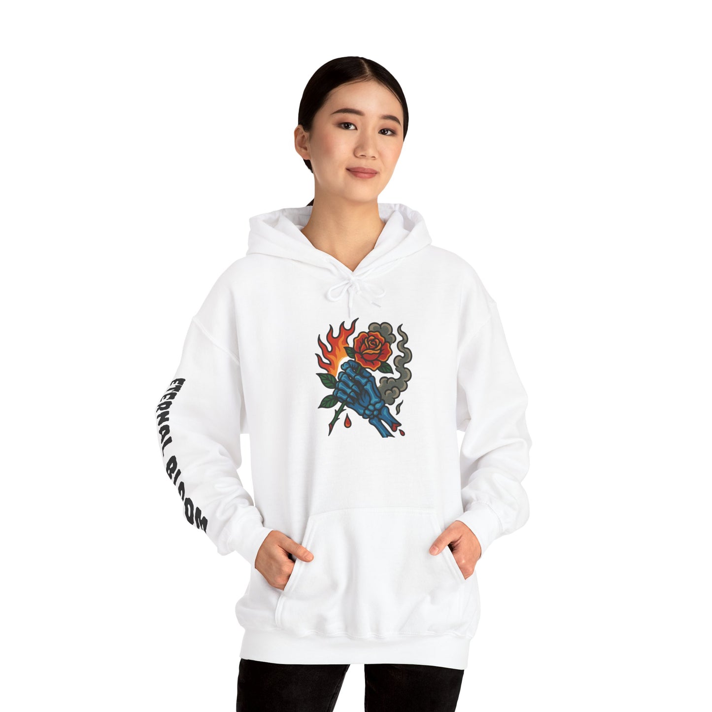 Hoodie — 'Glory Nature' Rose & Crow Graphic Pullover (Eternal Bloom Sleeve)