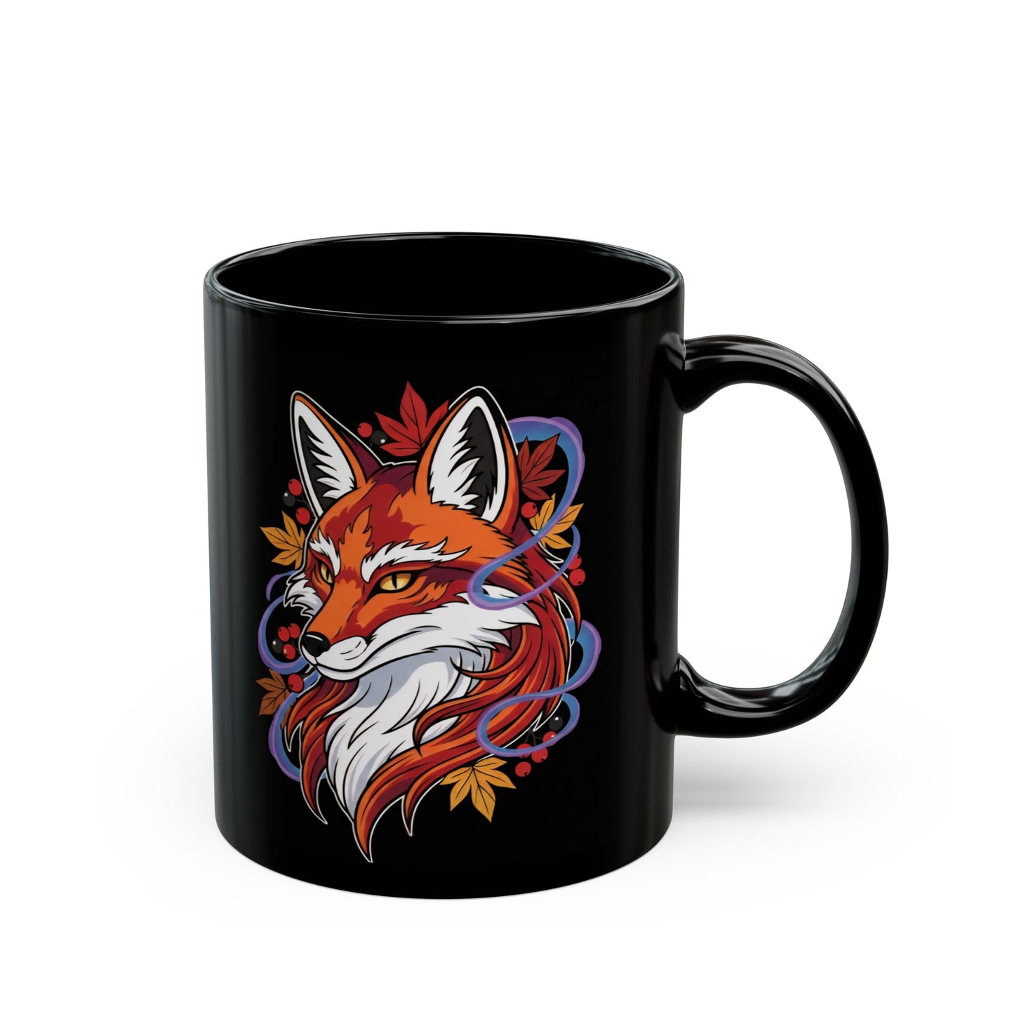 Fox Autumn Illustration Mug — 'Fox' Graphic Black Coffee Mug (11oz & 15oz)