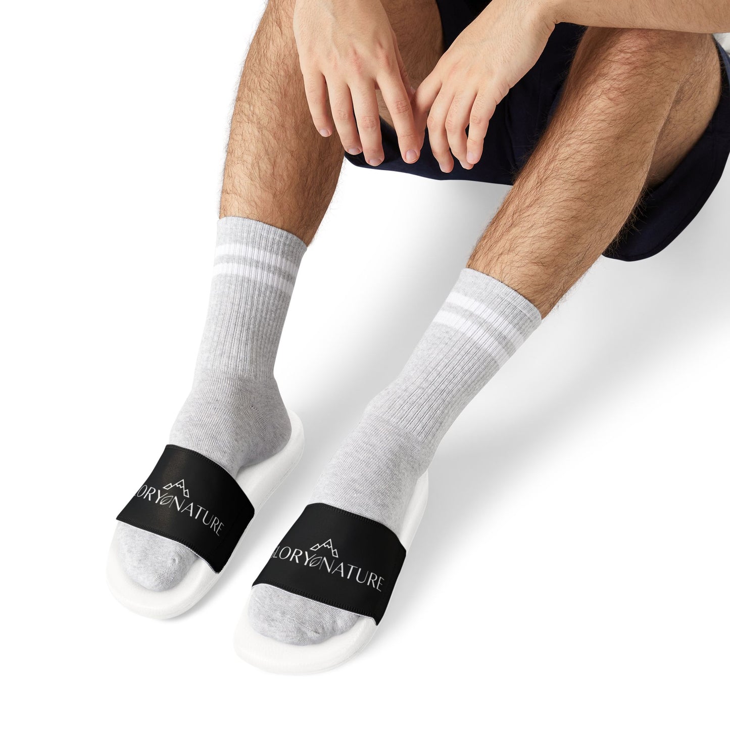 Men's Removable-Strap Slide Sandals — Black Branded Comfort Slides