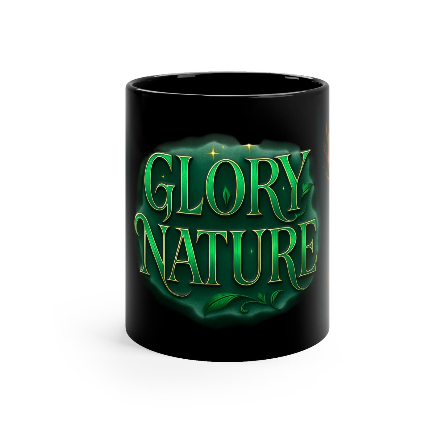 Glory Nature Coffee Mug — Green Woodland Deer 11oz Black Ceramic