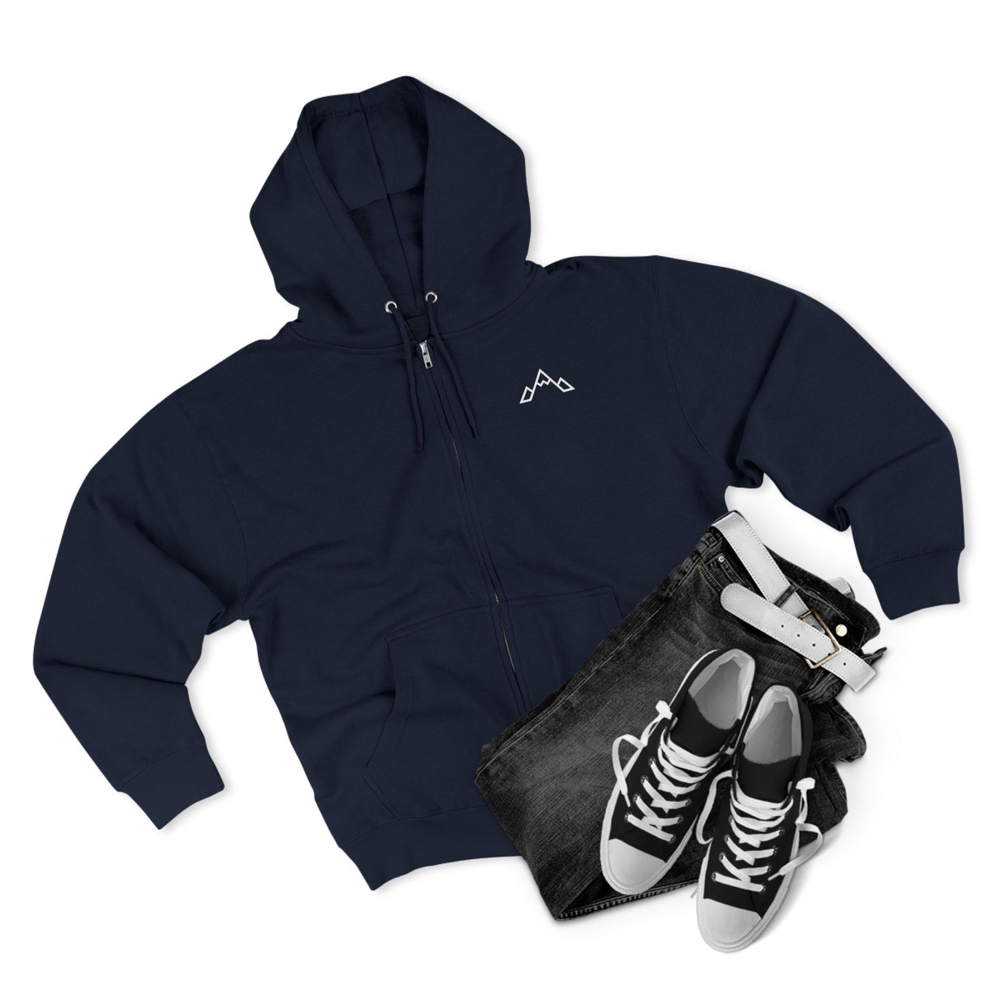 Zip Hoodie — Minimal Mountain Logo Lightweight Zip-Up Hoodie