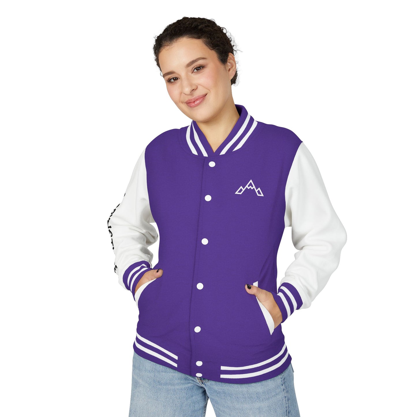 Letterman Jacket – Black & White Mountain Logo Varsity Jacket with 'GLORYNATURE' Sleeve