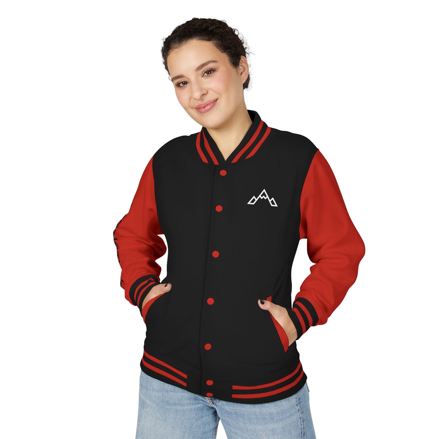Letterman Jacket – Black & White Mountain Logo Varsity Jacket with 'GLORYNATURE' Sleeve