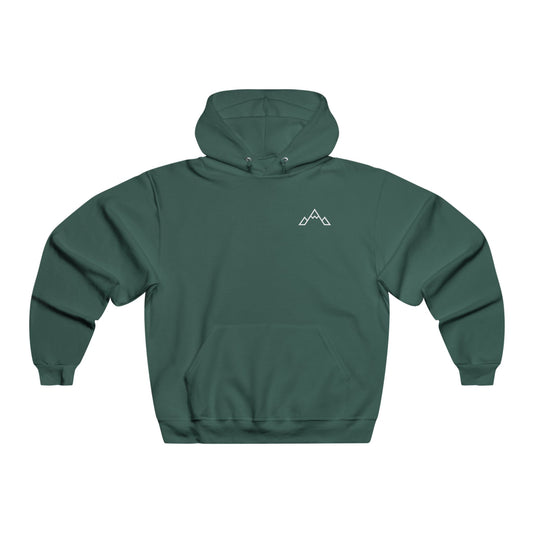 Minimal Mountain Hoodie — Forest Green Chest Logo Hooded Sweatshirt