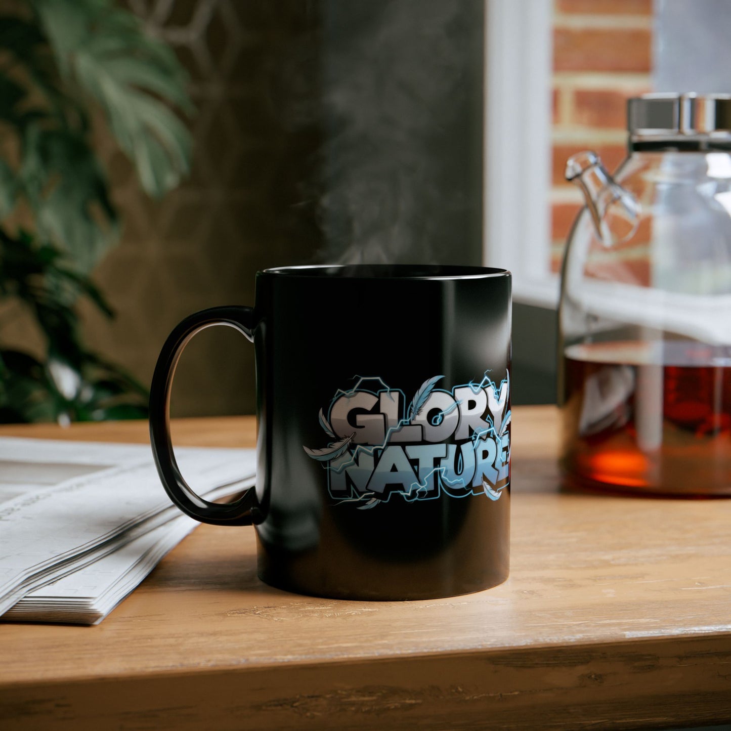 Eagle Crest Black Mug – 'Glory & Future' Graphic Coffee Cup (11oz/15oz)