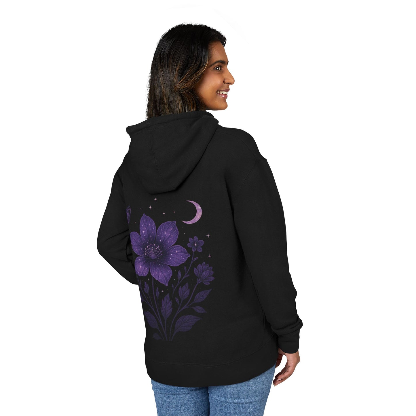 Nature Glory Hoodie — Purple Floral Moon Graphic Hoodie