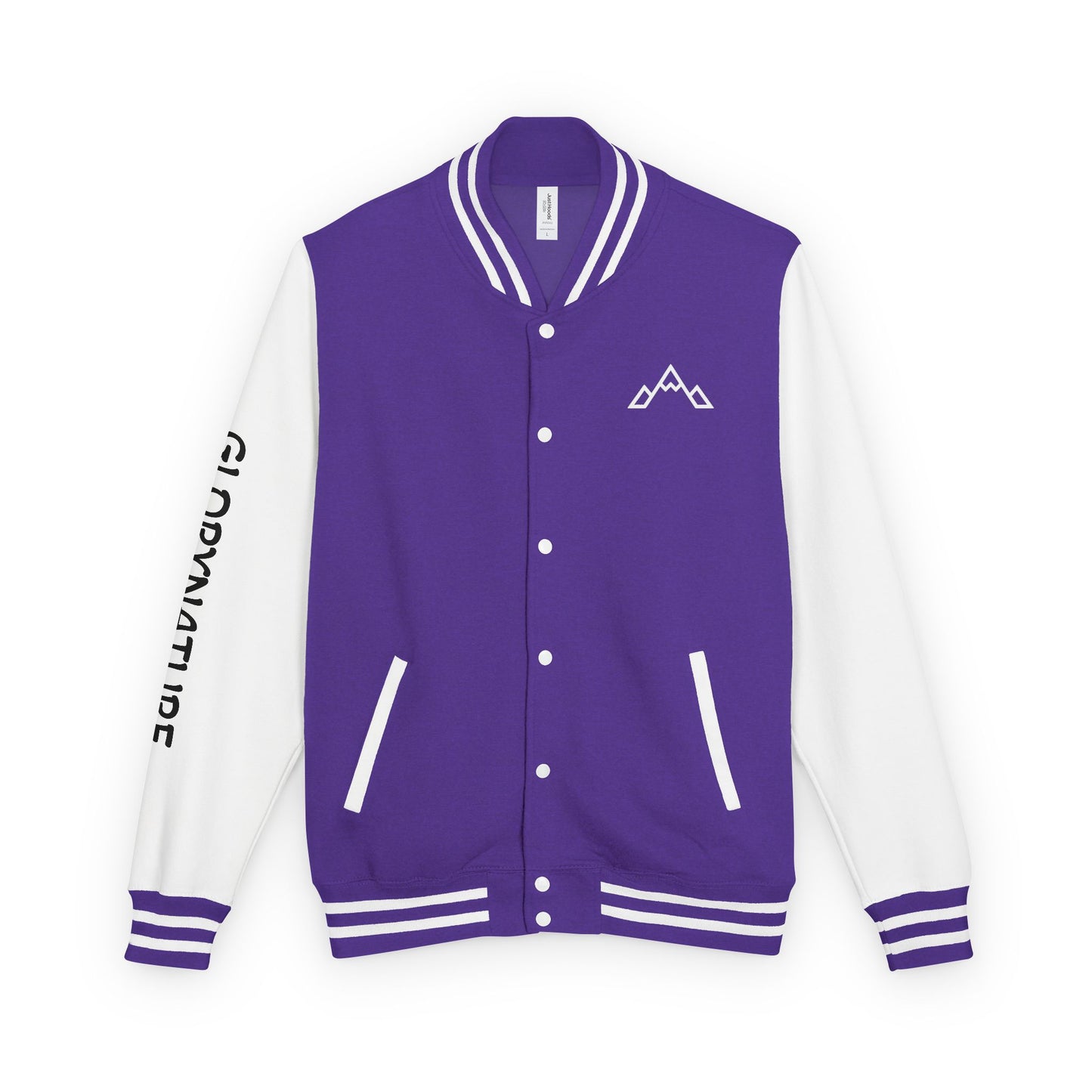 Letterman Jacket – Black & White Mountain Logo Varsity Jacket with 'GLORYNATURE' Sleeve