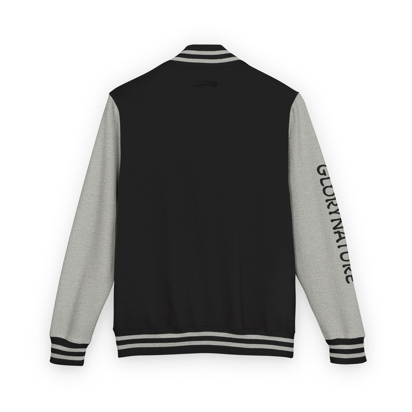 Letterman Jacket – Black & White Mountain Logo Varsity Jacket with 'GLORYNATURE' Sleeve