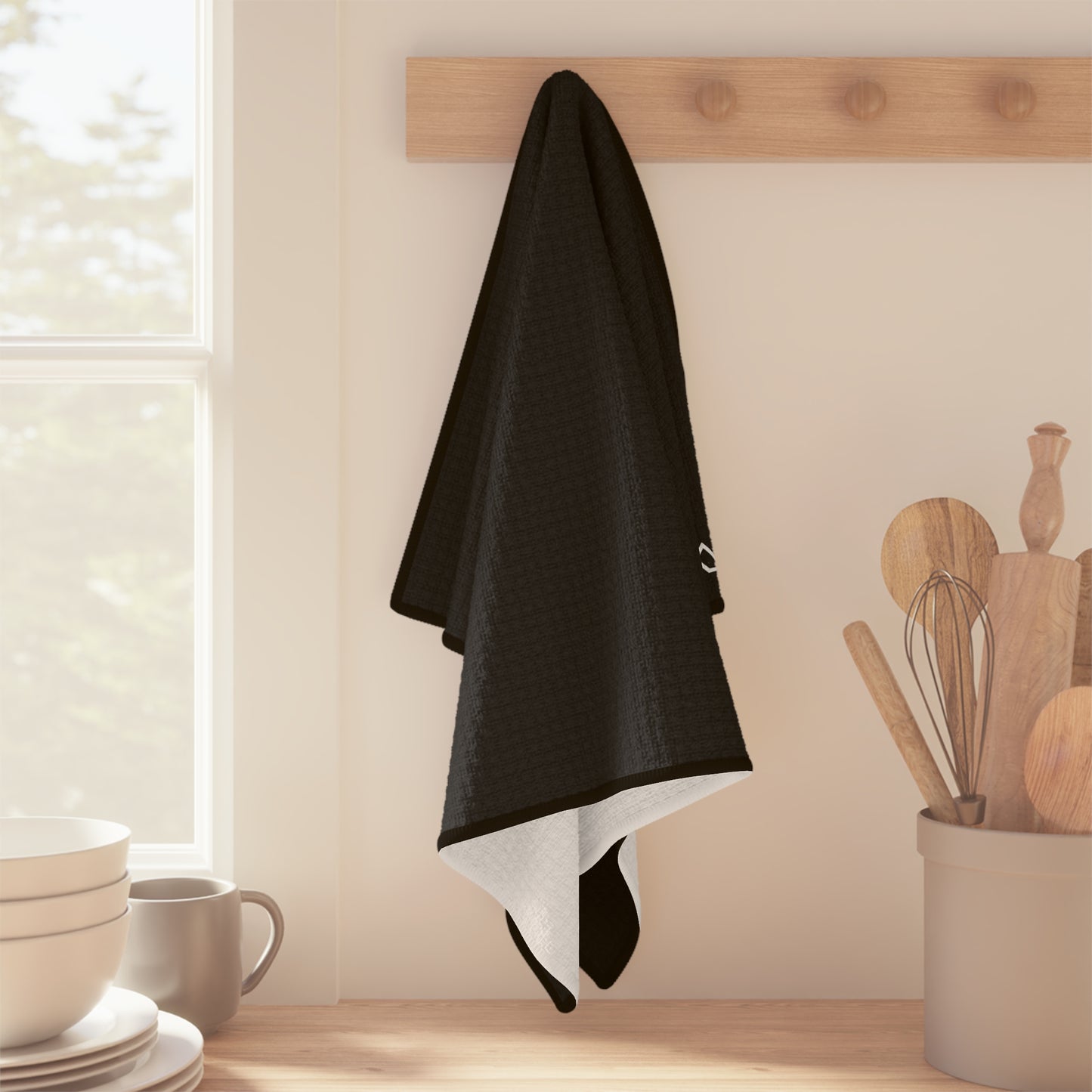 Microfiber Tea Towel - Minimal Black Mountain Corner Logo