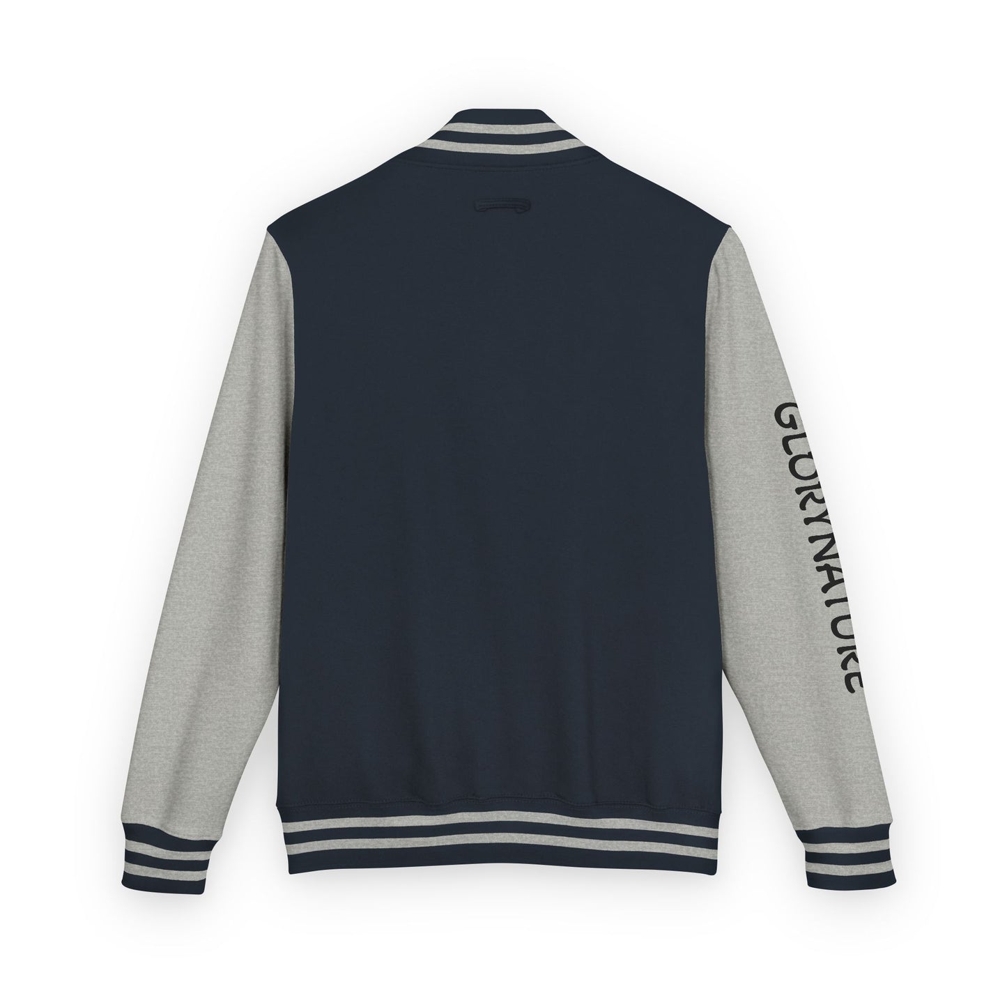 Letterman Jacket – Black & White Mountain Logo Varsity Jacket with 'GLORYNATURE' Sleeve