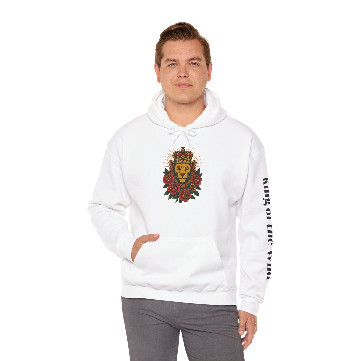 Lion & Roses Hoodie — "Glory Nature" Retro Graphic Sweatshirt