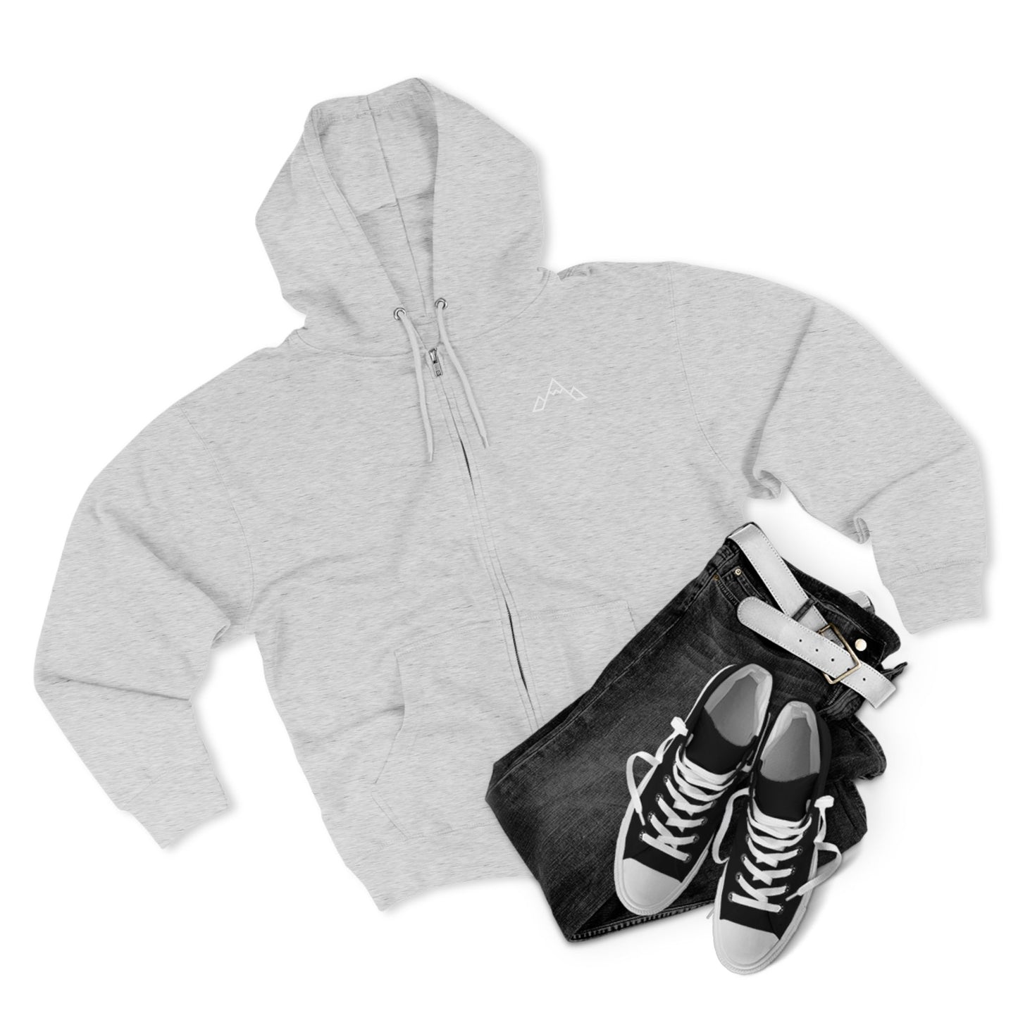 Zip Hoodie — Minimal Mountain Logo Lightweight Zip-Up Hoodie