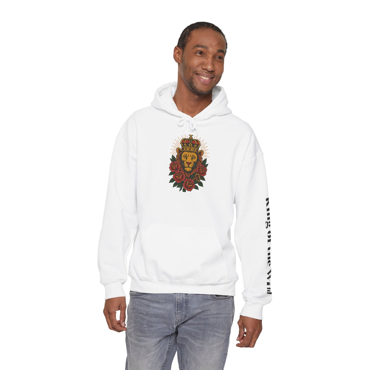 Lion & Roses Hoodie — "Glory Nature" Retro Graphic Sweatshirt