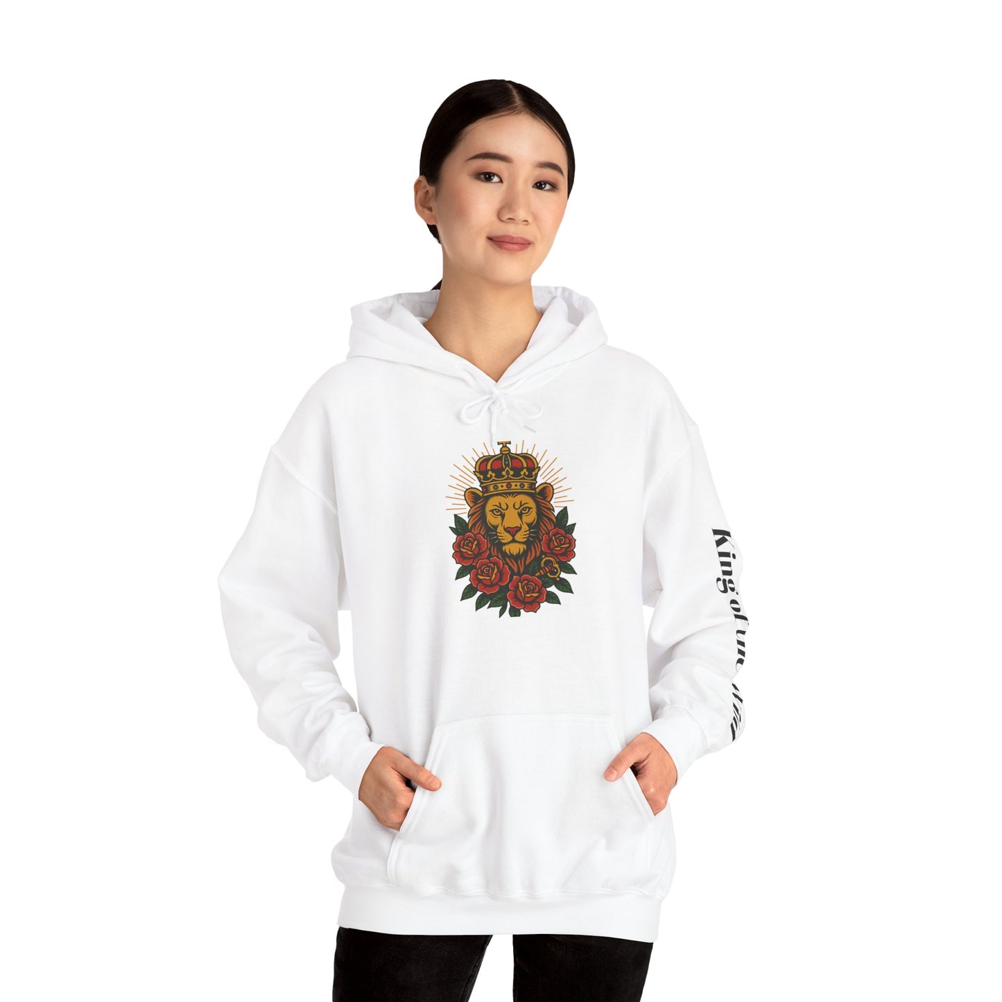 Lion & Roses Hoodie — "Glory Nature" Retro Graphic Sweatshirt