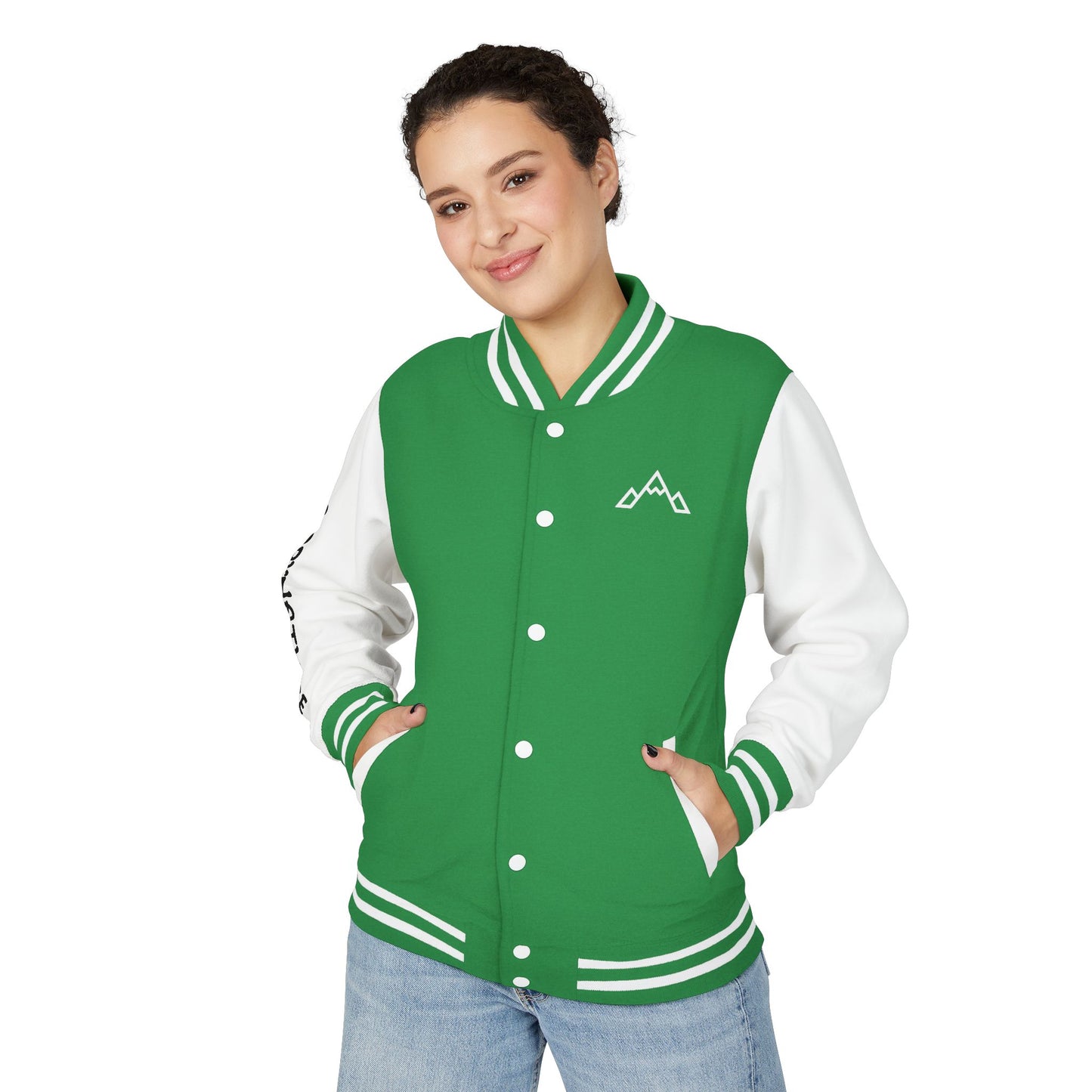 Letterman Jacket – Black & White Mountain Logo Varsity Jacket with 'GLORYNATURE' Sleeve