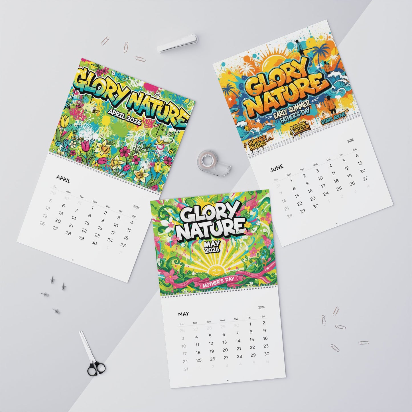 Glory Nature 2026 Wall Calendar — Graffiti Art Monthly Calendar