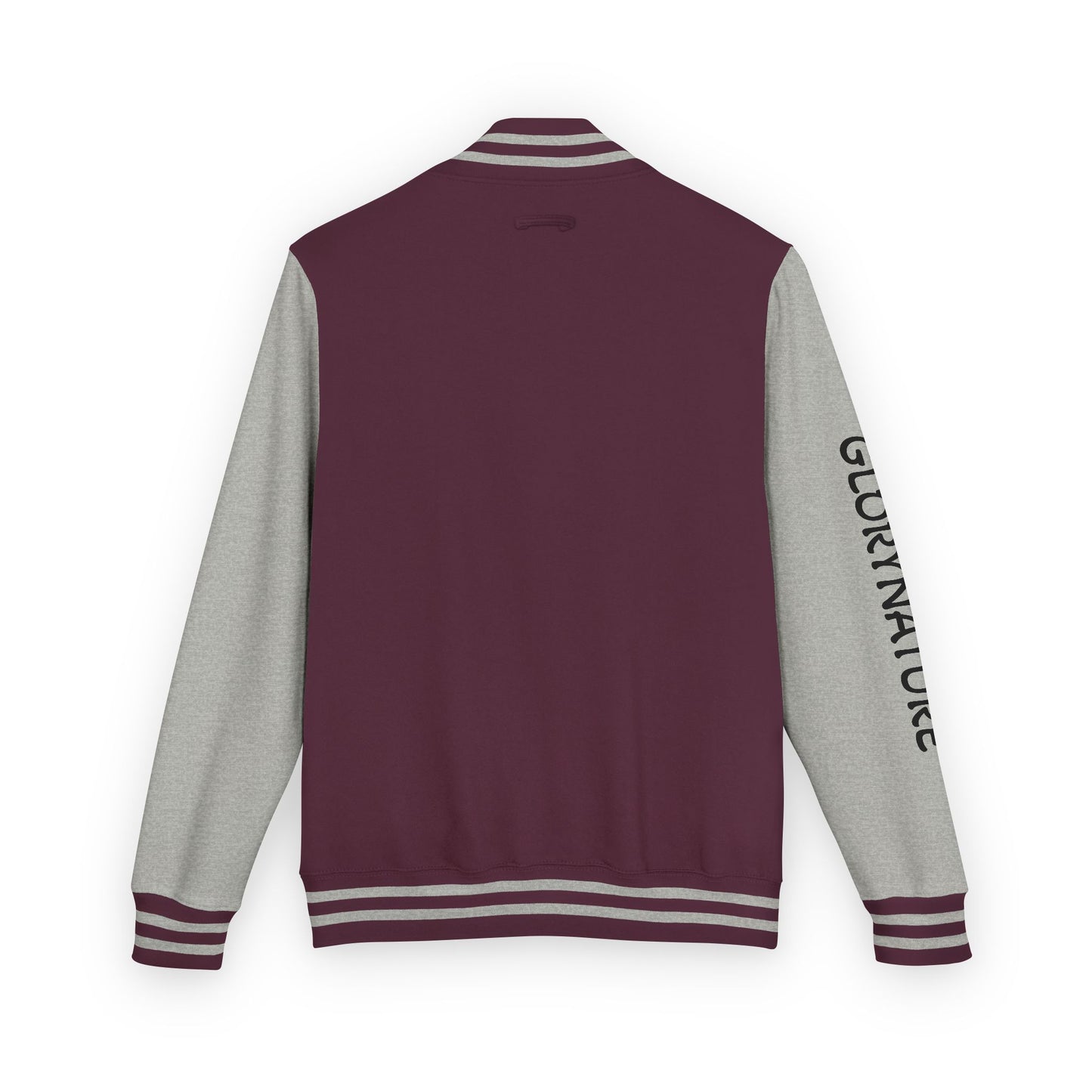 Letterman Jacket – Black & White Mountain Logo Varsity Jacket with 'GLORYNATURE' Sleeve