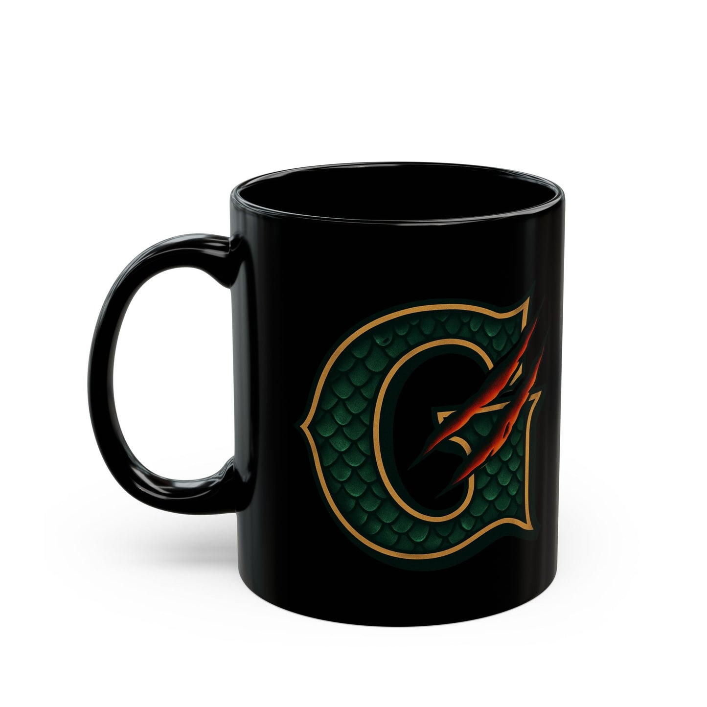 Dragon Claw Monogram G Mug — Black Ceramic Coffee Cup (11oz & 15oz)