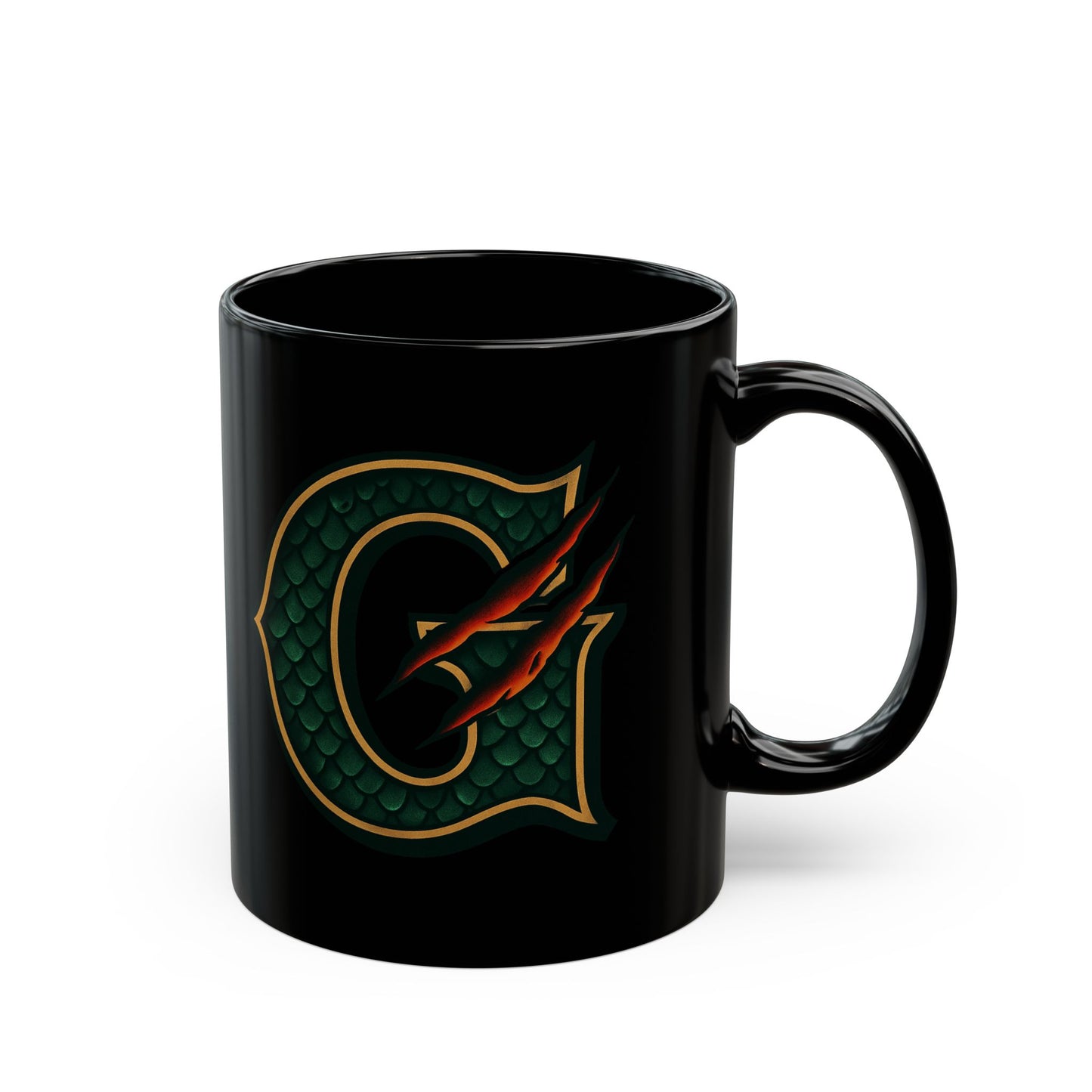 Dragon Claw Monogram G Mug — Black Ceramic Coffee Cup (11oz & 15oz)