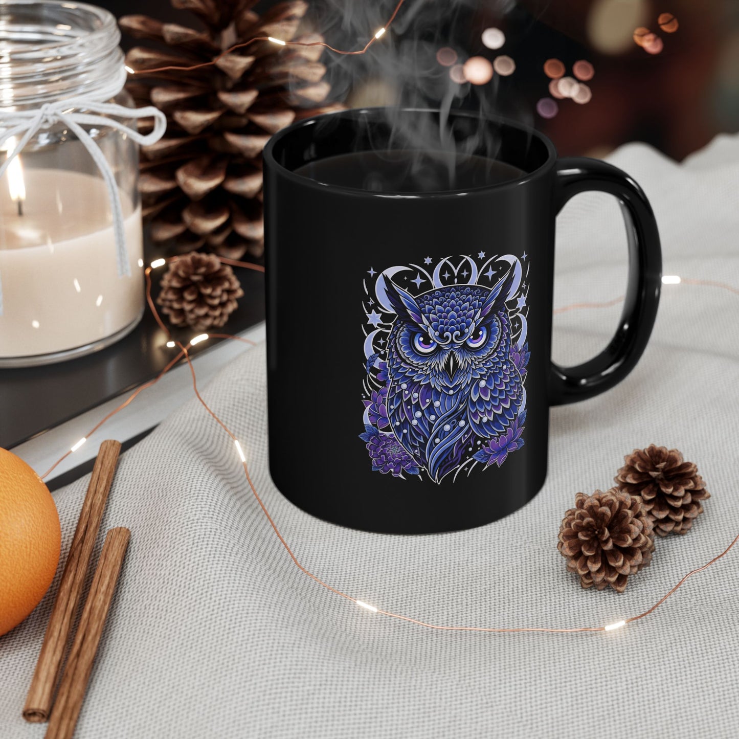 Midnight Owl Mug — Purple Mystic Owl Coffee Cup (11oz & 15oz)