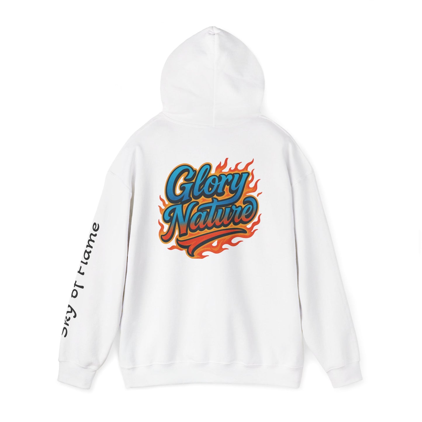 Hoodie - 'Glory Nature, Sky of Flame' Eagle Flame Graphic Hooded Sweatshirt