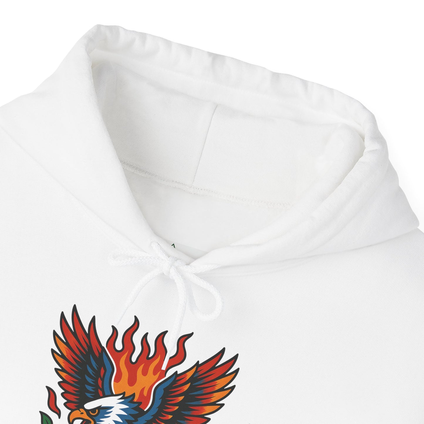 Hoodie - 'Glory Nature, Sky of Flame' Eagle Flame Graphic Hooded Sweatshirt