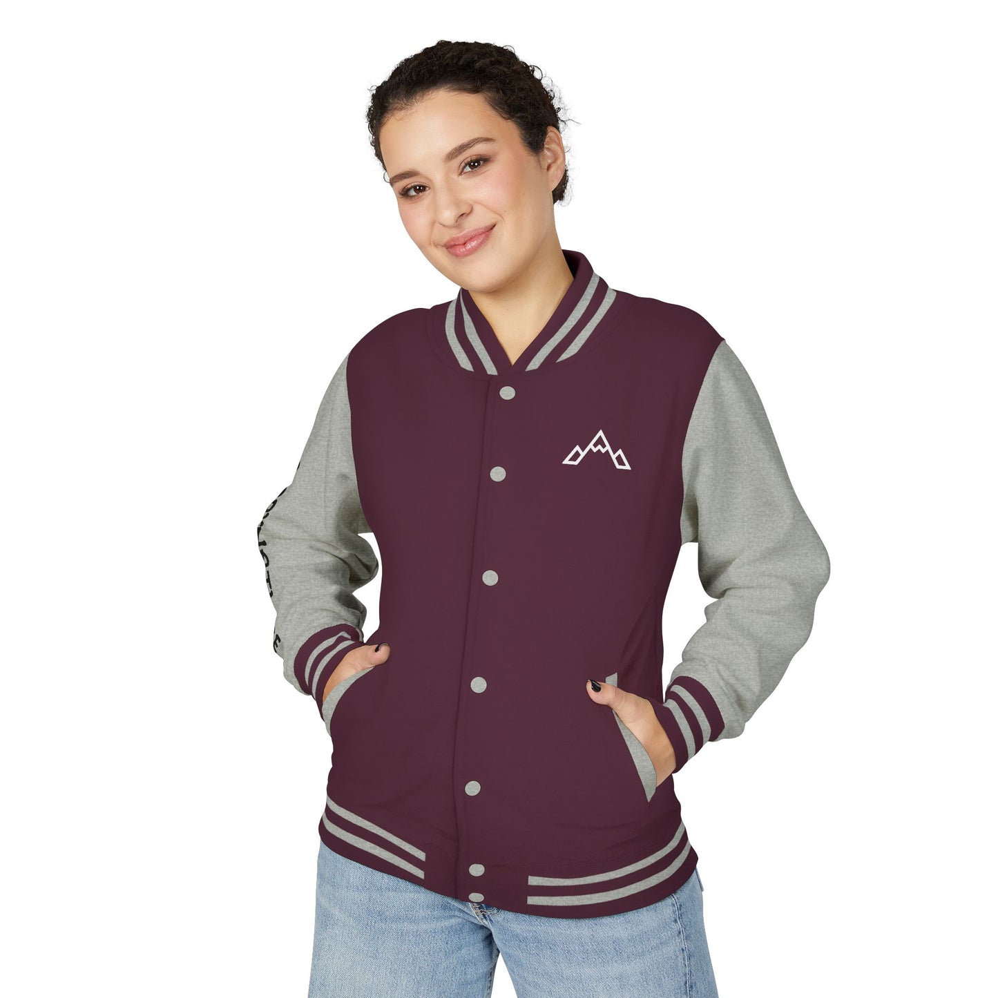 Letterman Jacket – Black & White Mountain Logo Varsity Jacket with 'GLORYNATURE' Sleeve
