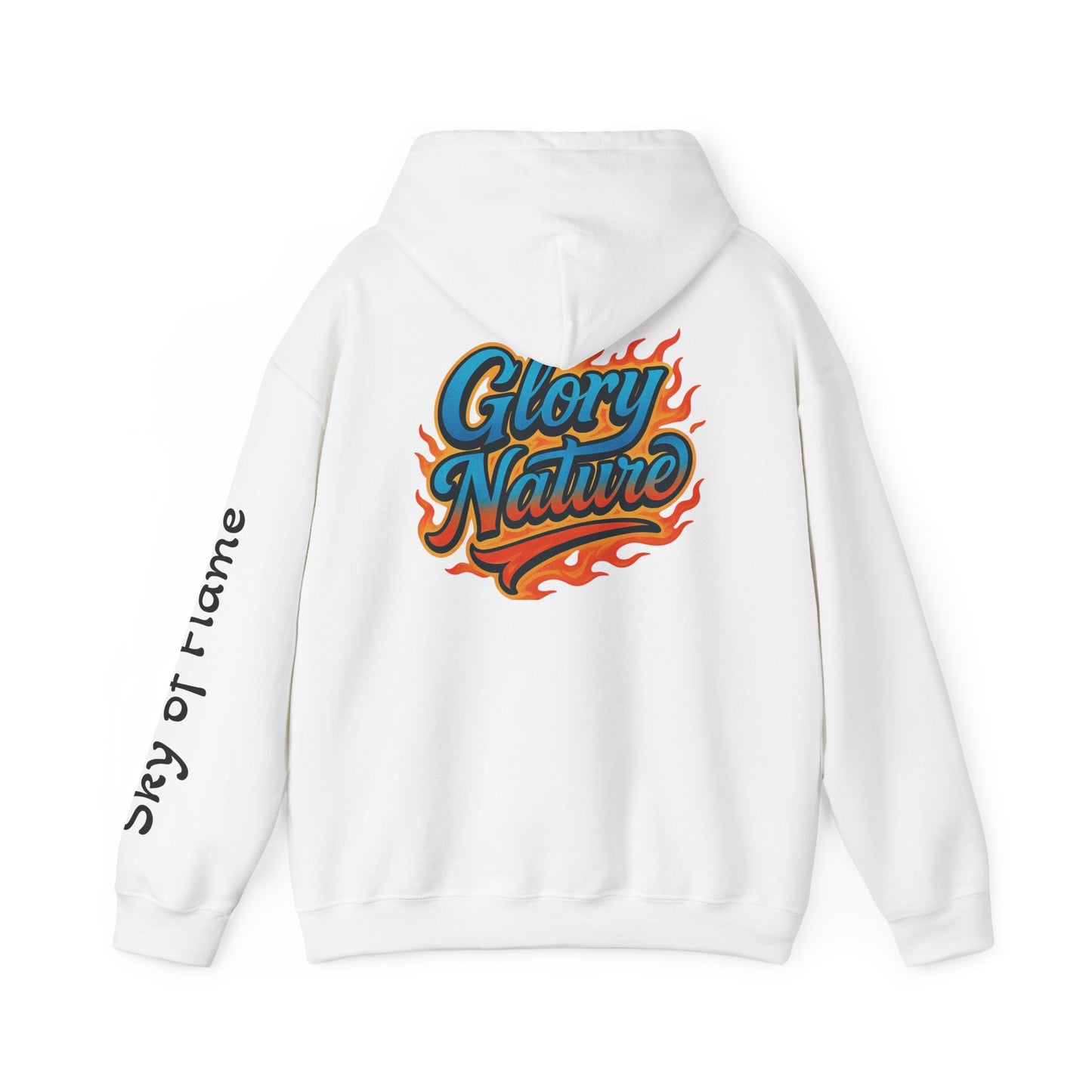 Hoodie - 'Glory Nature, Sky of Flame' Eagle Flame Graphic Hooded Sweatshirt