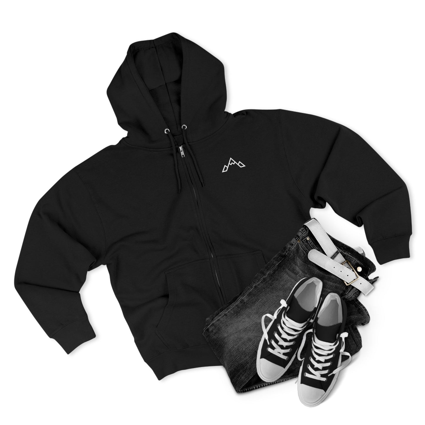 Zip Hoodie — Minimal Mountain Logo Lightweight Zip-Up Hoodie