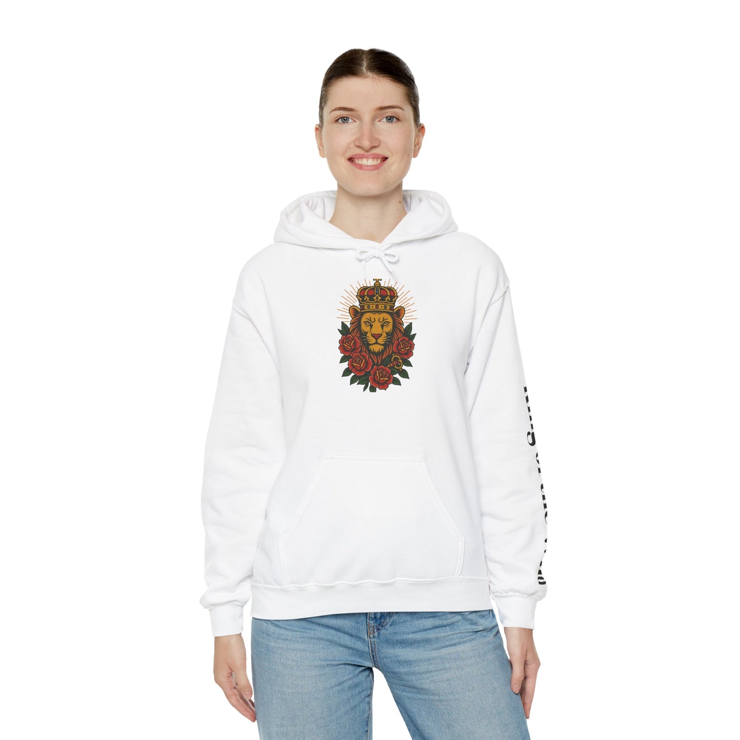 Lion & Roses Hoodie — "Glory Nature" Retro Graphic Sweatshirt