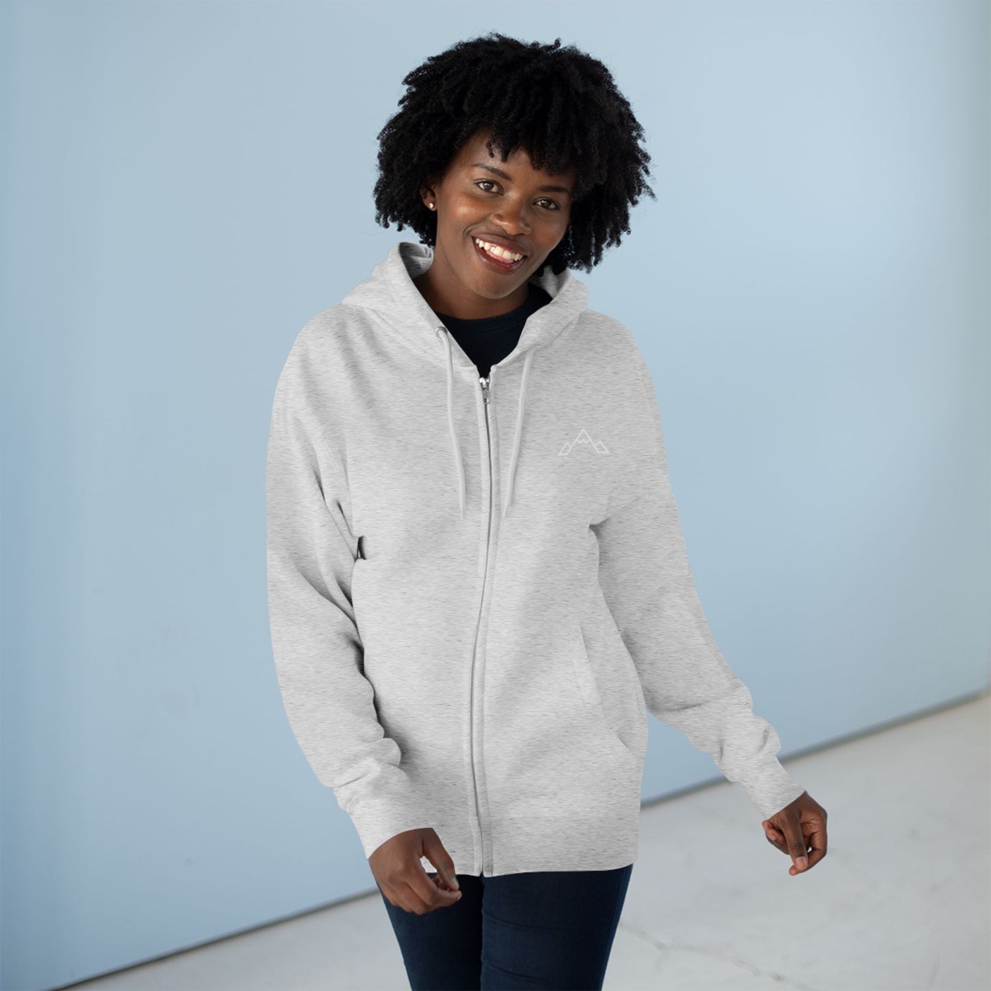 Zip Hoodie — Minimal Mountain Logo Lightweight Zip-Up Hoodie