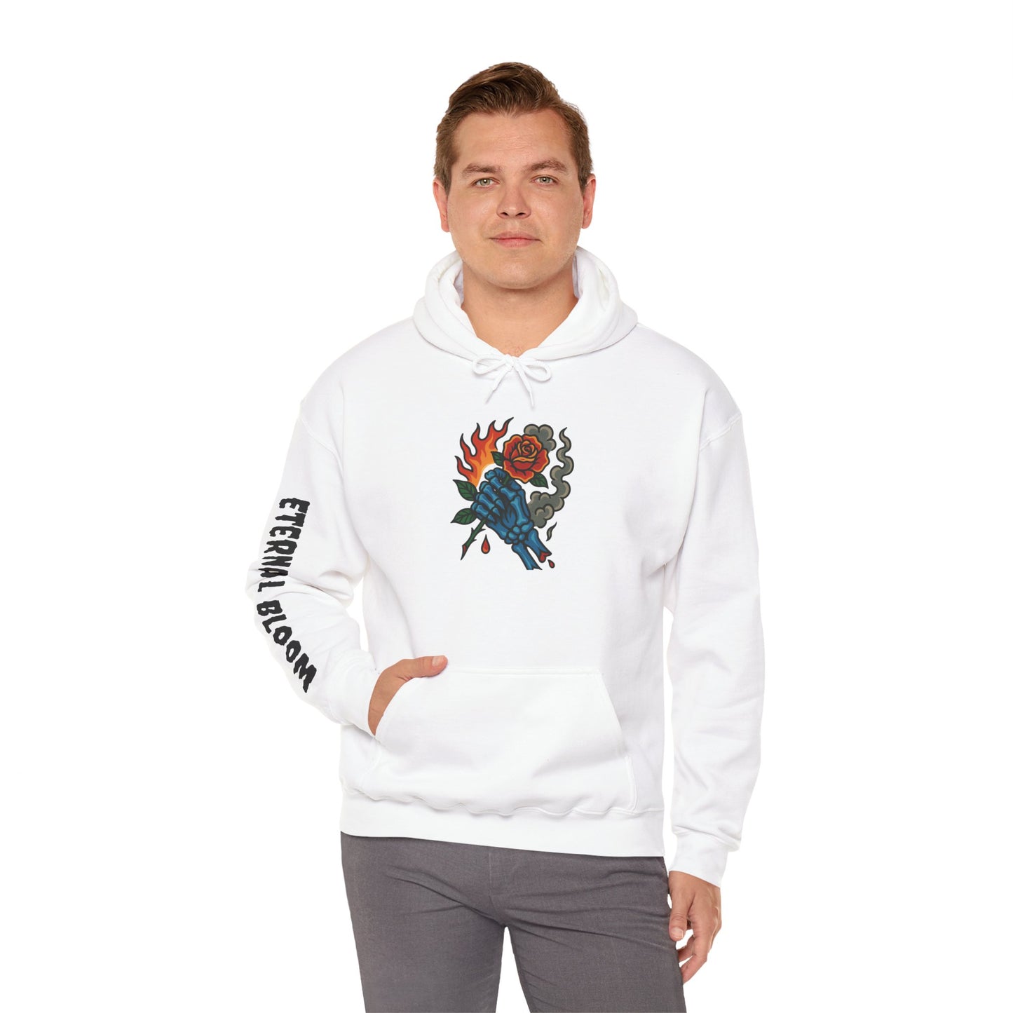 Hoodie — 'Glory Nature' Rose & Crow Graphic Pullover (Eternal Bloom Sleeve)